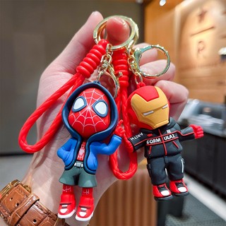 Marvel Siêu Anh Hùng Búp Bê Móc Chìa Khóa Người Nhện Người Sắt Captain America Thor Hulk Black Widow Mặt Dây Chuyền Móc Khóa Xe Móc Khóa