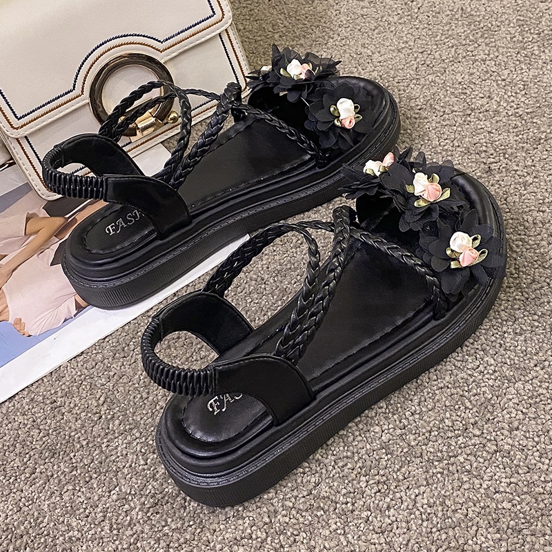 Xăng đan Đế Dày Quai Hoa Thời Trang Dành Cho Nữ