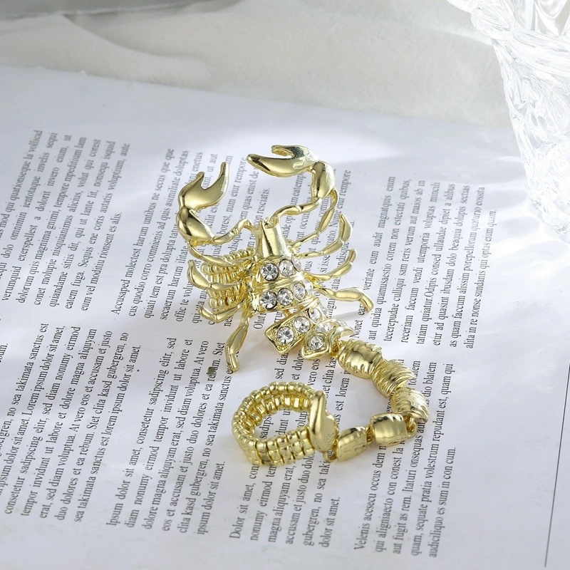 Nhẫn Hình Bọ Cạp Đính Đá Zircon Kiểu Vintage Có Thể Điều Chỉnh Cho Nam Và Nữ