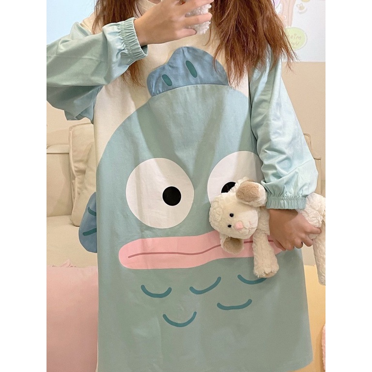 Bộ Đồ Ngủ Tay Dài Chất Liệu Cotton In Họa Tiết Hoạt Hình Nàng Tiên Cá Dễ Thương Thời Trang Xuân Thu Cho Nữ