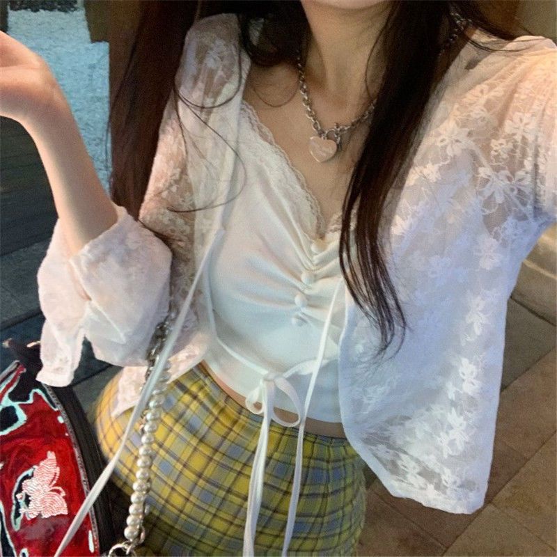 Áo Sơ Mi Chống Nắng Dáng Rộng Tay Dài Cột Dây Phong Cách Hàn Quốc Dành Cho Nữ