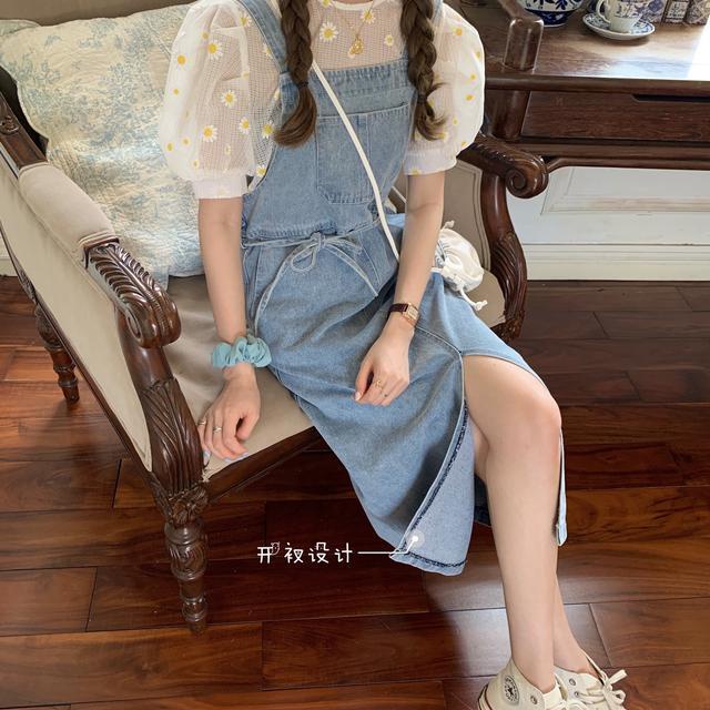 Đầm Voan / Áo Sơ Mi Denim Xẻ Tà Buộc Dây Eo Lửng Thời Trang Mùa Hè 2023 Dành Cho Bạn Nữ