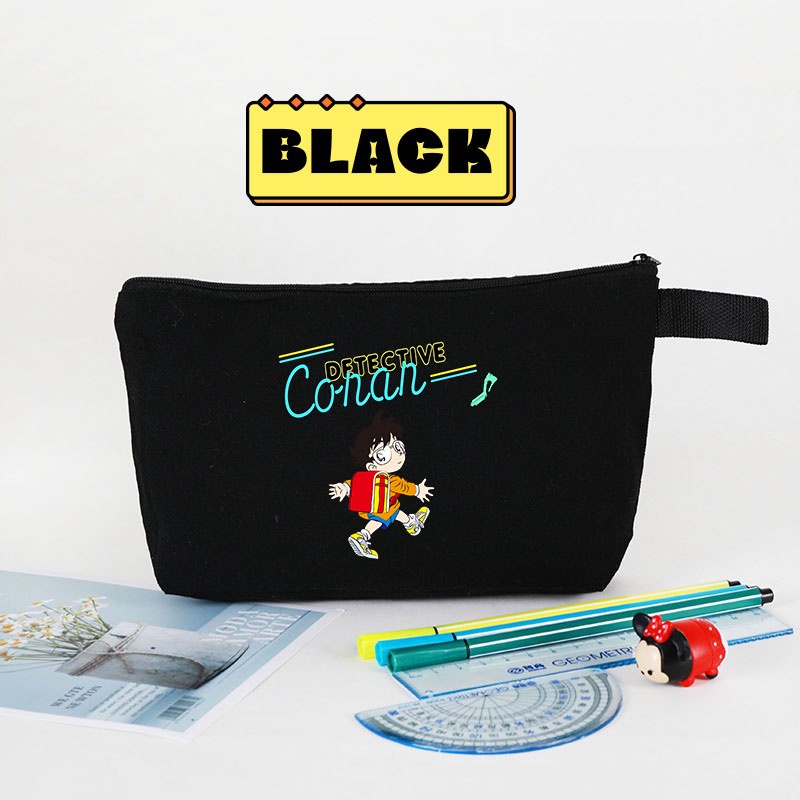 Túi Đựng Bút Chì / Tiền Xu / Điện Thoại Vải Canvas In Hình Thám Tử Conan Hoạt Hình Cho Học Sinh