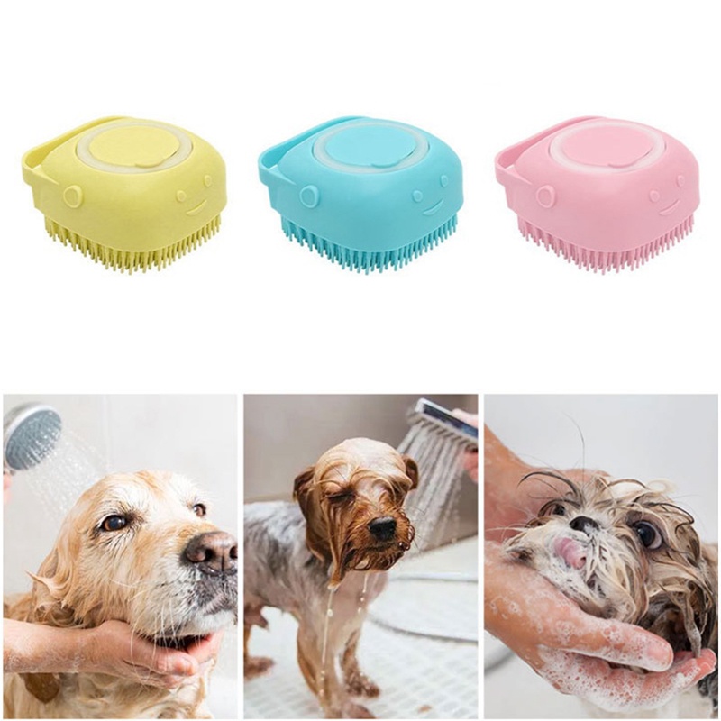 Bàn Chải Silicon Lông Mềm Chà Lưng Massage Tẩy Tế Bào Chết Khi Tắm Cho Mèo Hình Bông Hoa