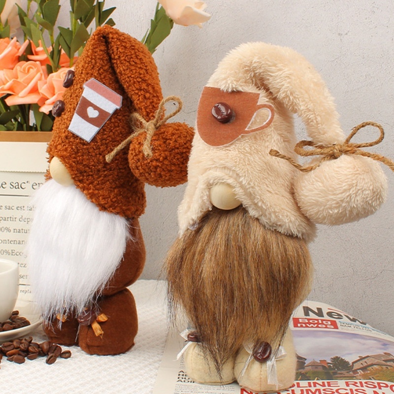 Set 2 Tượng Gnome Cà Phê Đứng Để Trang Trí