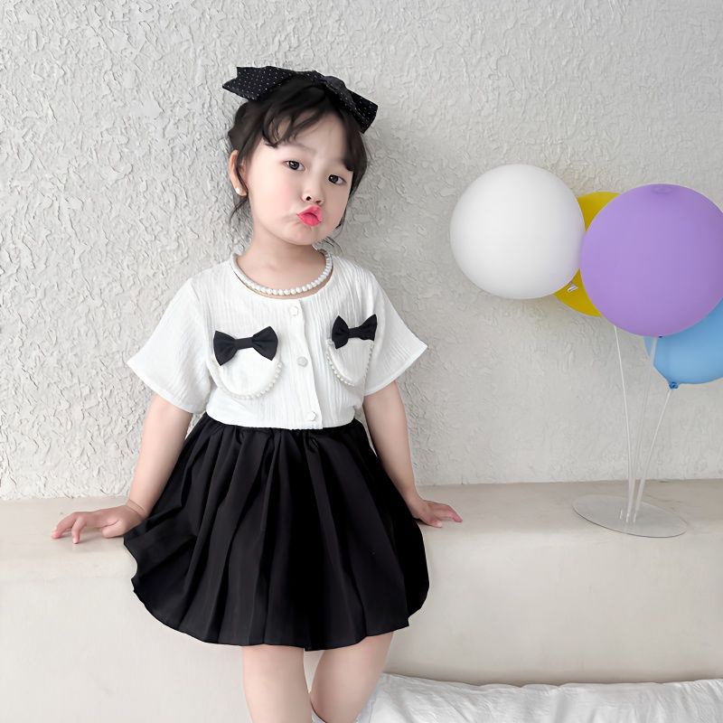 Set Áo Thun Ngắn Tay + Chân Váy In Hoa Thời Trang Cho Bé Gái