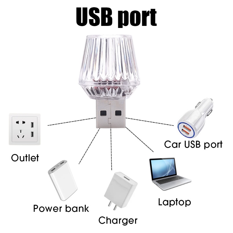1 Đèn LED Neon USB Mini Hình Kim Cương Nhiều Màu Di Động Trang Trí Xe Hơi