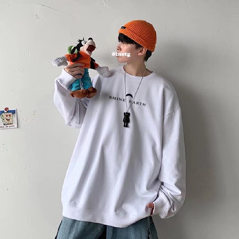 Áo sweater Tay Dài Cổ Tròn In Chữ Phong Cách hip hop Đường Phố Nhật Bản Cho Nam Và Nữ Cỡ Lớn M-8XL