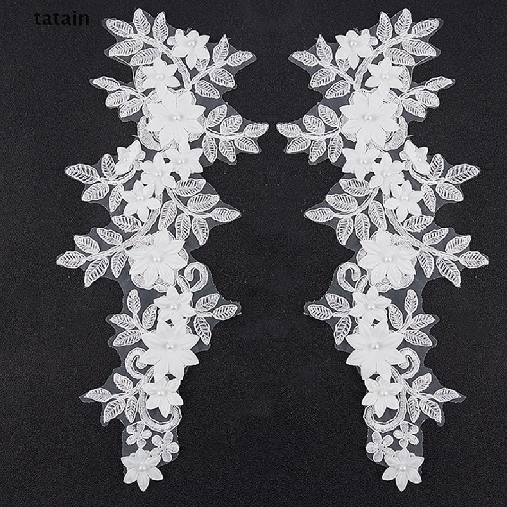 Vải Ren Thêu Hoa 3D Đính Ngọc Trai Trắng Tinh Tế Dùng May Vá Quần Áo