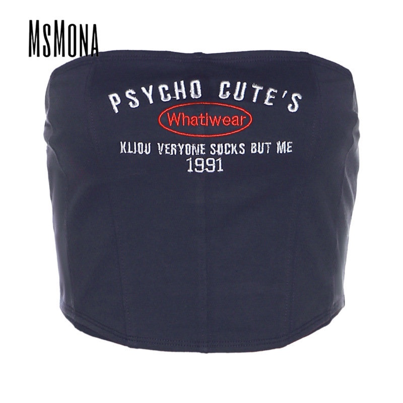 Áo Ống Mỏng Vừa Vặn Hở Vai In Chữ Thời Trang 2023 Cho Nữ