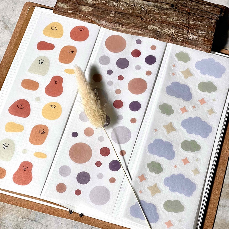 Bộ 3 Tấm Sticker Giấy Washi Dán Trang Trí Sổ Tay Hình Biểu Tượng Cảm Xúc MOHAMM