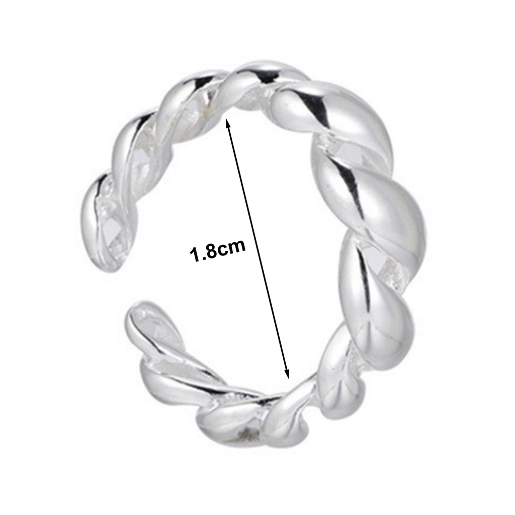 [DIL] Nhẫn Hở Mạ Điện Dạng Xoắn Kiểu Hình Học Không Gây Dị Ứng Có Thể Điều Chỉnh Màu Sắc Bạc Mặc Hàng Ngày