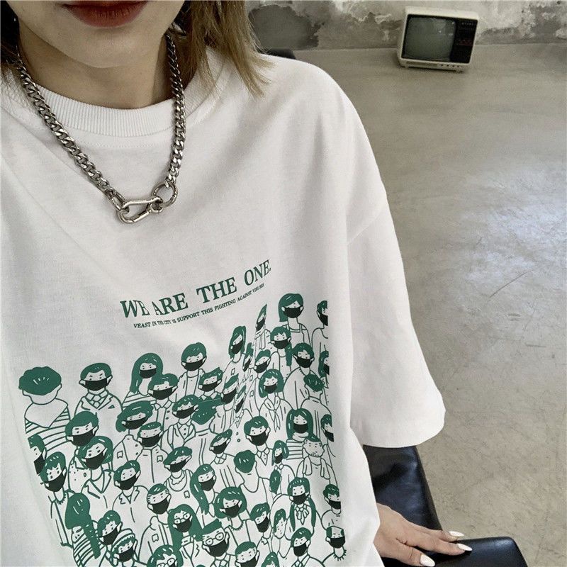 Áo Thun Nữ Ngắn Tay In Chữ Phong Cách Hàn Quốc Mới