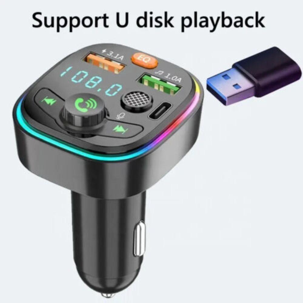 .Thiết Bị Thu Phát Tín Hiệu FM Không Dây Bluetooth Có Đèn LED