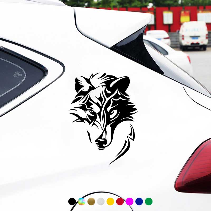 Sticker Vinyl Hình Chó Sói Vui Nhộn Dán Trang Trí Xe Hơi / Xe Máy / Laptop