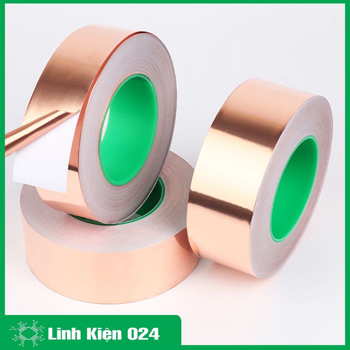 Băng dính đồng dẫn điện chống nhiễu chịu nhiệt độ cao dài 20 mét dày 0.05mm rộng 3mm/5mm/10mm/15mm