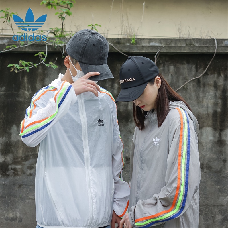 Áo Khoác Chống Nắng Adidas Có Mũ Trùm Thêu Logo Cá Tính Dành Cho Cặp Đôi