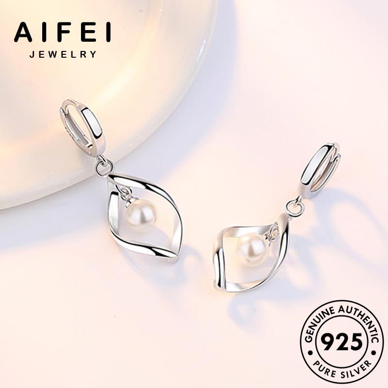 AIFEI JEWELRY sức nữ tua giản thả tai bông trang khuyên 925 bản quốc nguyên Thời tròn xỏ loại thật trai ngọc phụ thời vành hàn đơn kiện bạc E374