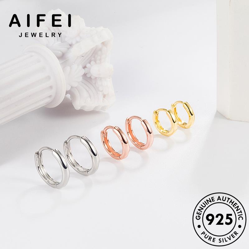 AIFEI JEWELRY kiện đơn vòng xỏ bạc Thời 925 bản tua giản tai phụ tròn trang quốc hàn vàng bông nữ thời vành nguyên khuyên sức thật tròn E389