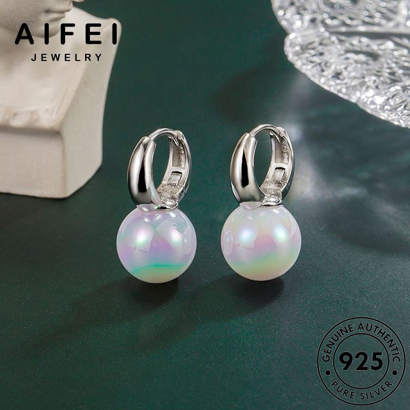 AIFEI JEWELRY Thời tròn bông trang khuyên nâng hàn giác bản nguyên bạc thật xỏ trai phụ sức kiện nữ cảm thời 925 vành tua tai ngọc quốc cao E791