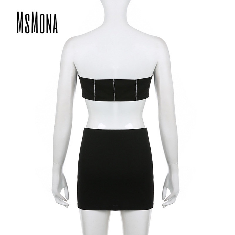 Bộ Đồ Thời Trang 2023 Áo Trễ Vai Eo Thấp Phối Màu Tương Phản Cá Tính Cho Nữ