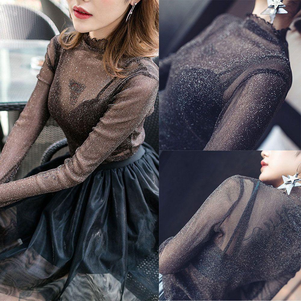 1 Áo Lưới Phối Ren Không Đường May Gợi Cảm Hợp Thời Trang