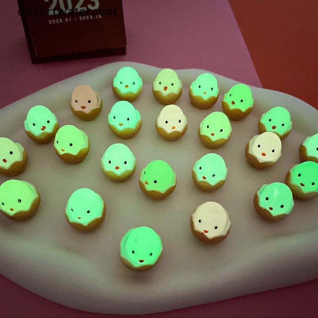 Devn Set 5 Phụ Kiện Mặt Dây Chuyền Dạ Quang Hình Gà Trứng diy Bằng Nhựa resin Trang Trí Điện Thoại Di Động