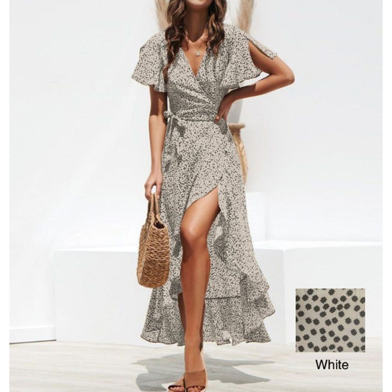 Đầm Hoa Ngắn Tay Dáng Xòe Thời Trang Bohemian Xinh Xắn Cho Nữ