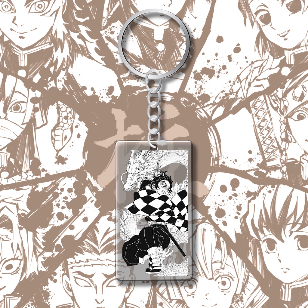 Móc khóa Chữ Nhật Trong Suốt Demon Slayer Anime Manga 01DMSV05 Quà Tặng Cho Cặp Đôi Bạn Bè Gia Đình