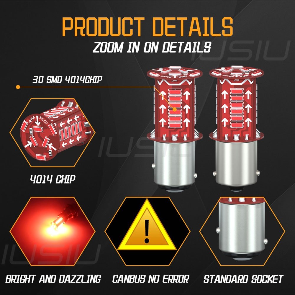 IUSIU Đèn LED Phanh 1157 Audi Hậu Nháy Dòng Chảy + Đèn Flash P21 5W BAY15D Ánh Sáng Đỏ 4014 30SMD Dream, Sirius, Future Wave, Winner V1 2 Chân Honda Xe Hơi / Xe Máy