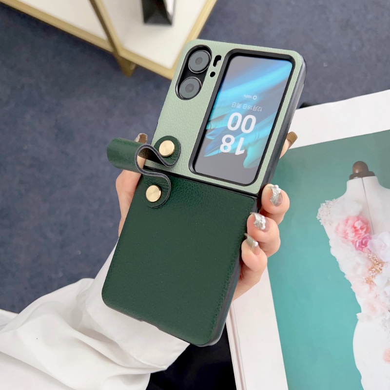Ốp điện thoại HOCE phối da nắp gập phối màu tương phản có đế đỡ cho OPPO Find N2 Flip 5G