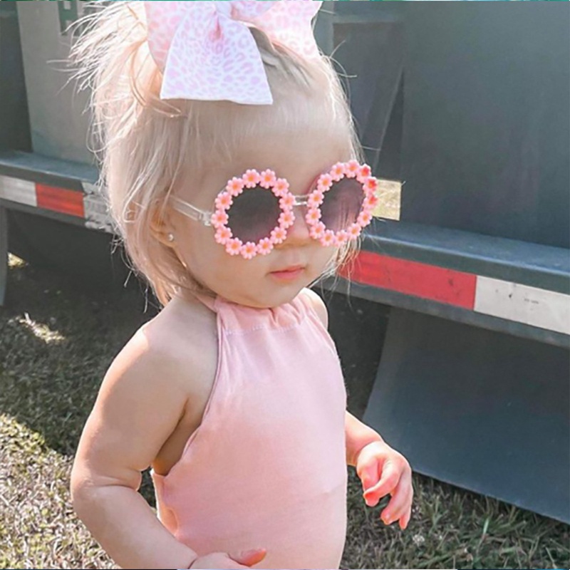 Kính Mát Chống Tia UV400 Họa Tiết Hoa Cúc Thời Trang Mùa Hè Cho Bé