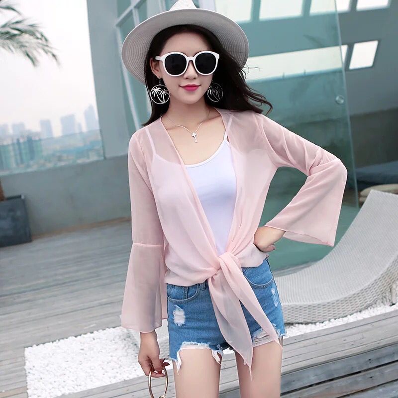 Áo Khoác Cardigan Chiffon Mỏng Dáng Rộng Thời Trang Mùa Hè 2023 Phong Cách Mới Cho Nữ 0759