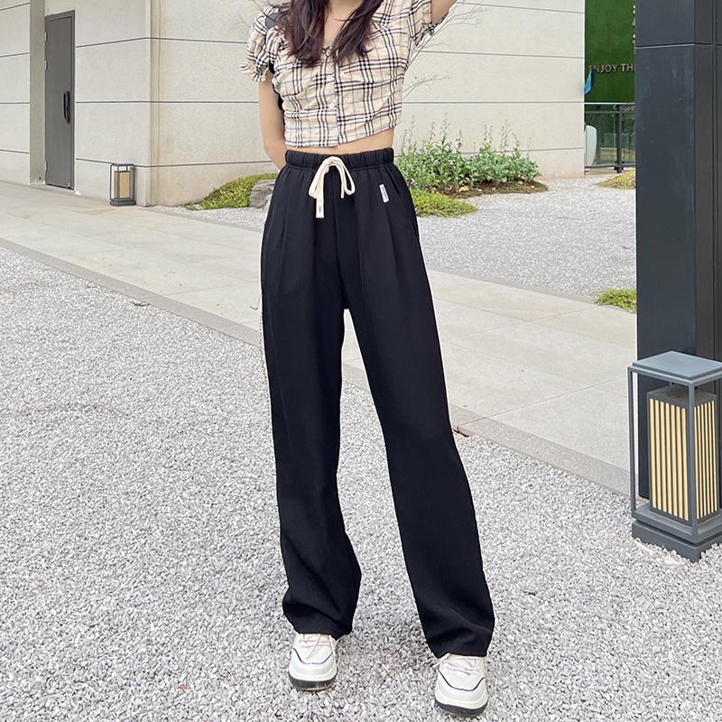 SUXI Quần ống rộng Lưng Cao Tôn Dáng Thời Trang Hè Phong Cách Hàn Quốc Cho Nữ