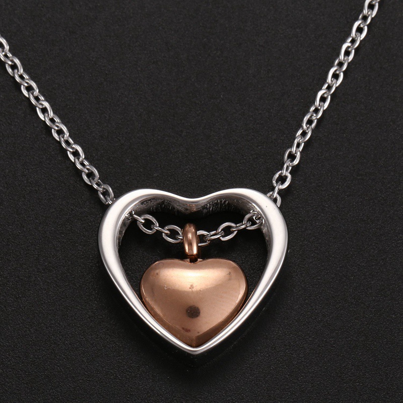 Vòng cổ Mặt Trái Tim Đôi Màu Vàng Hồng