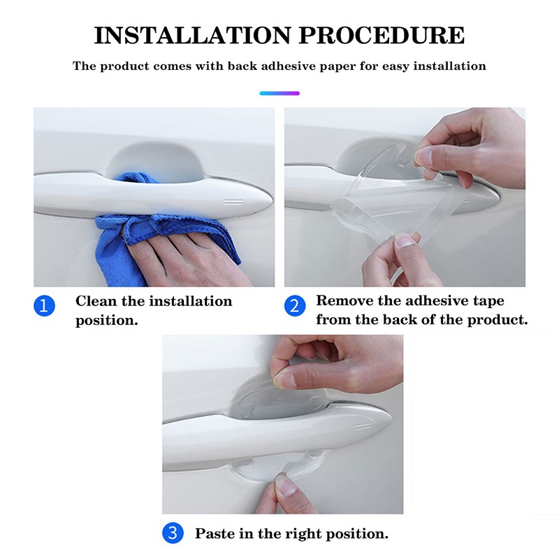 Set 10 miếng dán tay nắm hõm cửa xe hơi trong suốt xe Mitsubishi