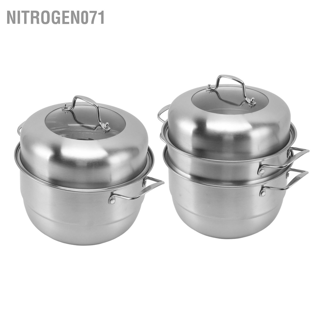 Nồi Hấp Bằng Thép Không Gỉ Có Tay Cầm Và Nắp Kính Cường Lực Hai Mặt