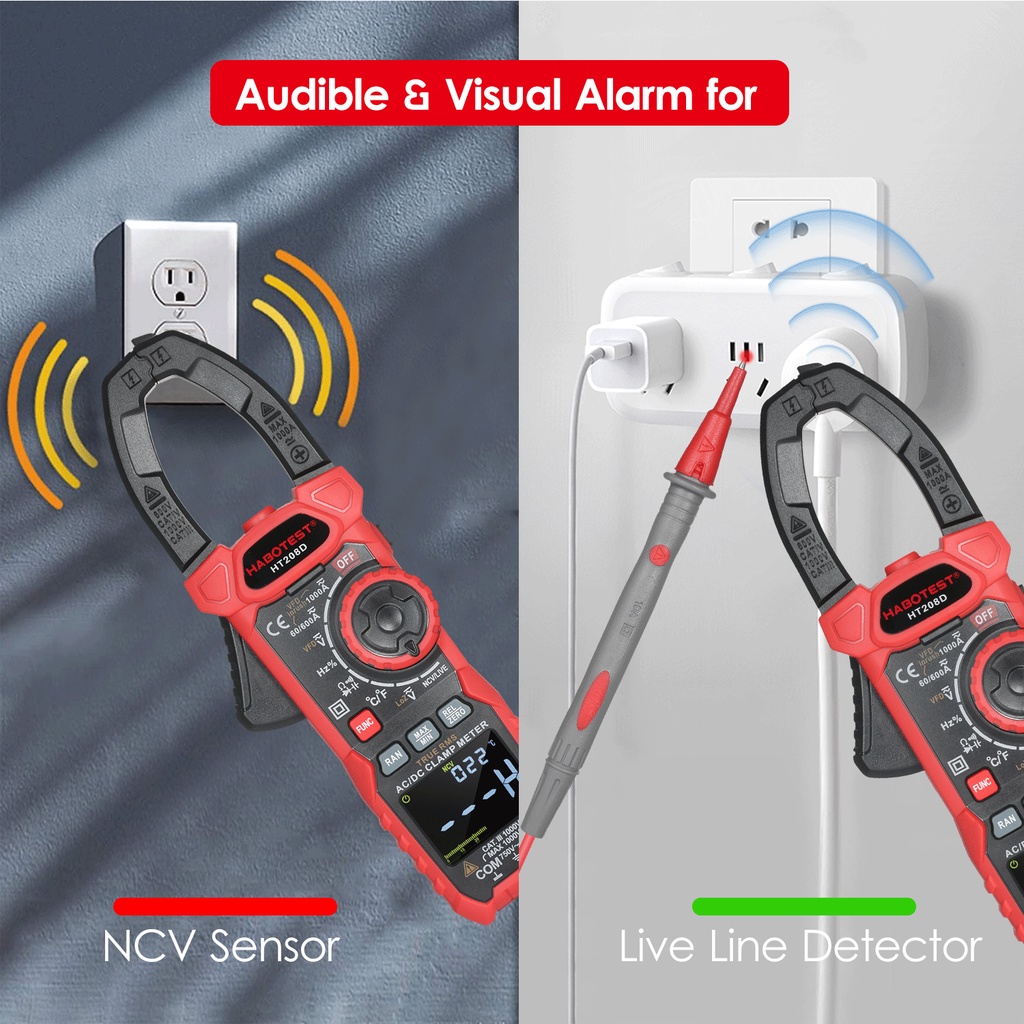 Kẹp Vạn Năng Kế Kỹ Thuật Số AC / DC Dạng True-RMS Thử Nghiệm Tích Hợp Kẹp Điện Trở Ohm Chịu Được Sức Nặng NCV