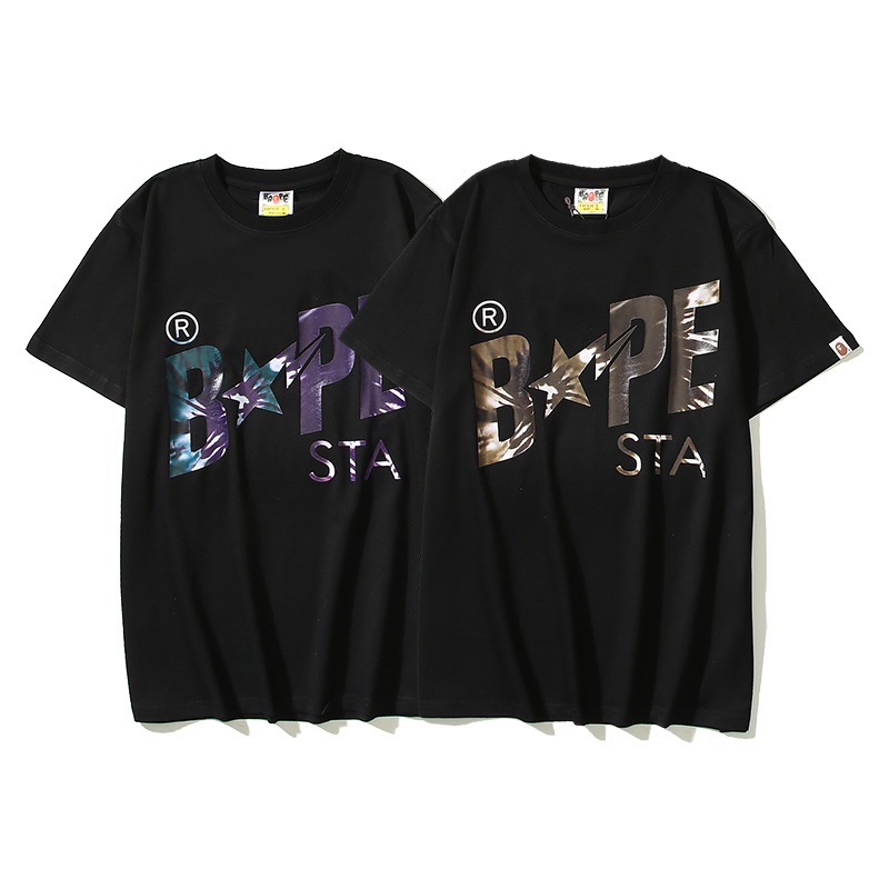 Áo Thun Cotton Tay Ngắn In Hình Tia Chớp BA-P-E Plus Size Unisex