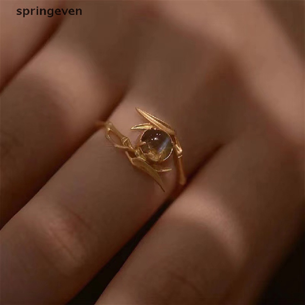 Nhẫn Opal Trong Suốt Thiết Kế Hình Lá Tre Độc Đáo Thời Trang Cho Nữ