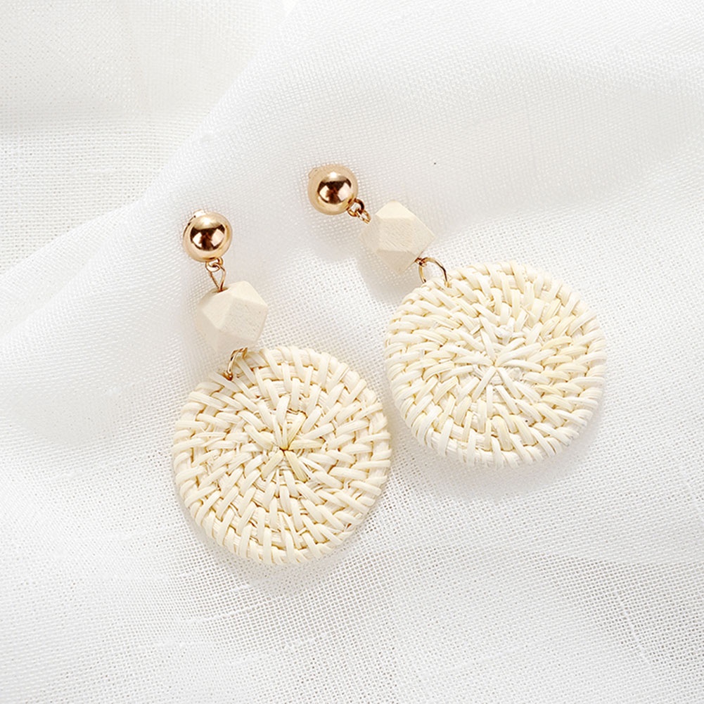 Đôi Khuyên Tai HìNh TròN PhốI Dây Mây ĐộC ĐáO ThờI Trang Cho Nữ