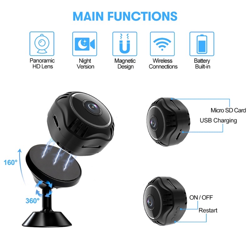Camera Giám Sát Không Dây X5S Mini Bảo Vệ Ban Đêm / 1080P HD Micro Hỗ Trợ Thẻ TF