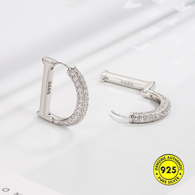 Bông Tai Chữ D Đính Đá Zircon Vàng 18K U1209