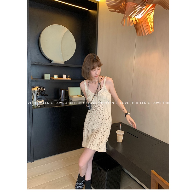 Đầm Chữ A Đan Dây Phong Cách Hàn Quốc Thời Trang Mùa Hè Cho Nữ