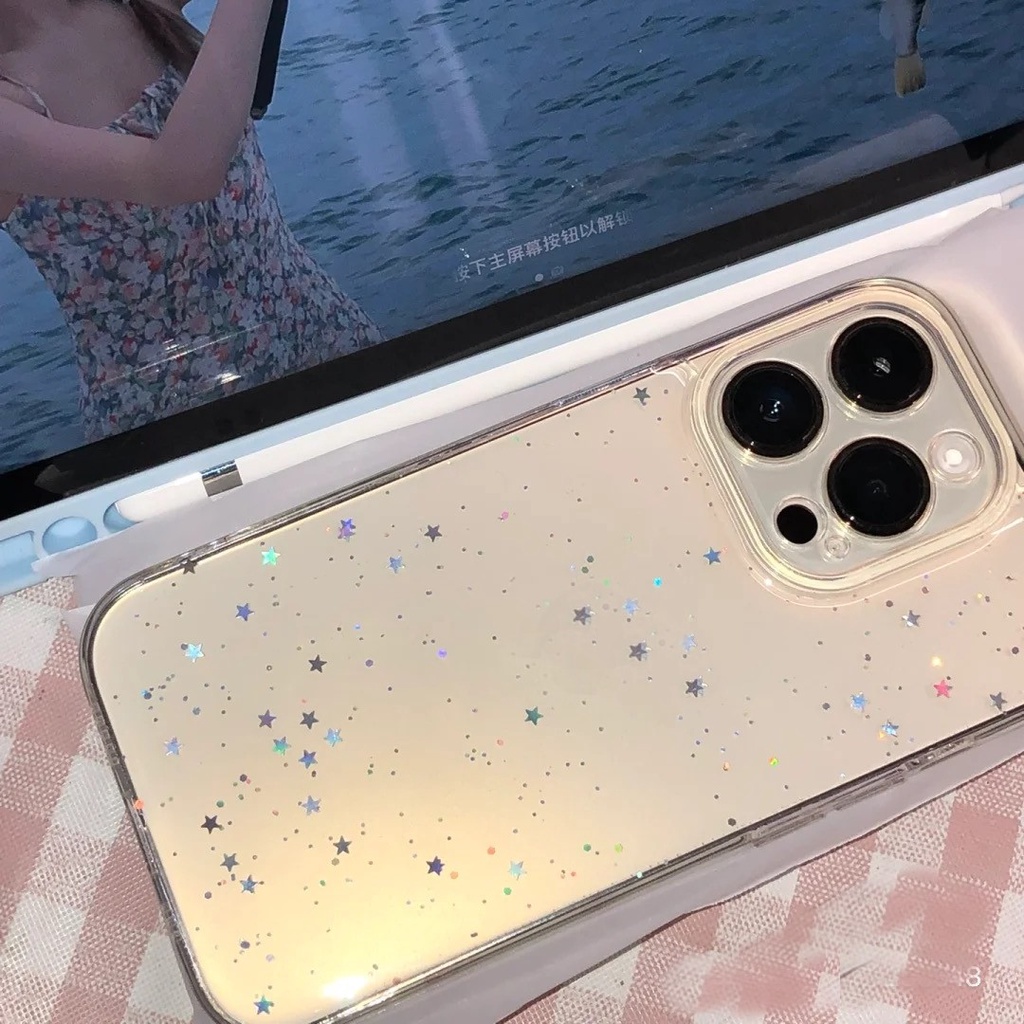 Ốp Điện Thoại TPU Mềm Trong Suốt Phối Lá Vàng Lấp Lánh Cho IPhone 14 Pro Max 13 12 11 Pro Max X XS XR 8 7 Plus