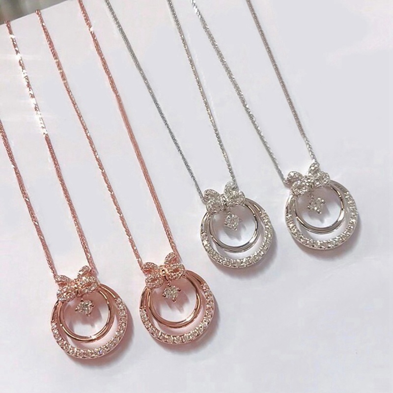 Vòng cổ Mặt Tròn Đôi Đính Đá Zircon Ngọt Ngào Cho Nữ