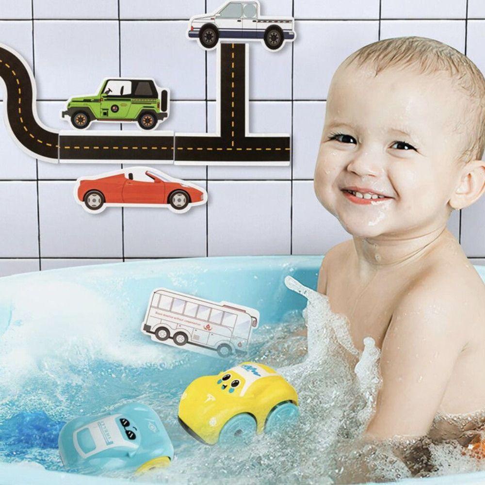 Đồ Chơi Bồn Tắm Lắp Ráp Đường Ray Xe Hơi Giao Thông Nổi Trên Nước Mềm Mại Giáo Dục Sớm Cho Bé