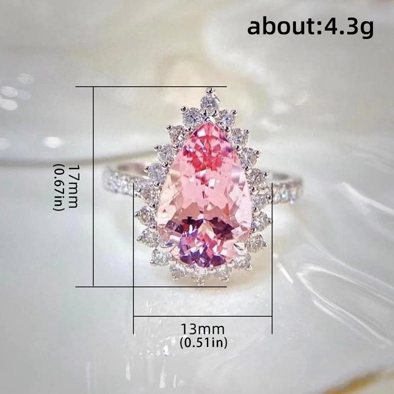 Fancy Nhẫn Đính Hôn Kim Cương Nhân Tạo Hình Giọt Nước Màu Hồng Chất Lượng Cao Moissanite