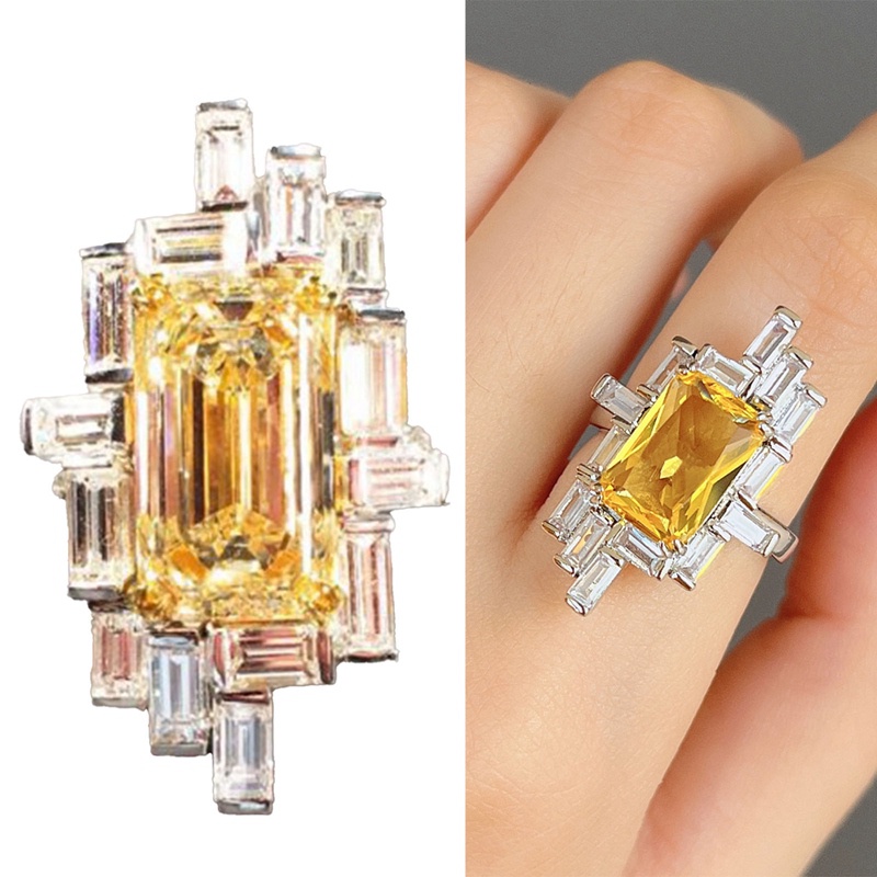Nhẫn Đính Đá Zircon Màu Vàng Sang Trọng Thời Trang Dự Tiệc Cho Nữ