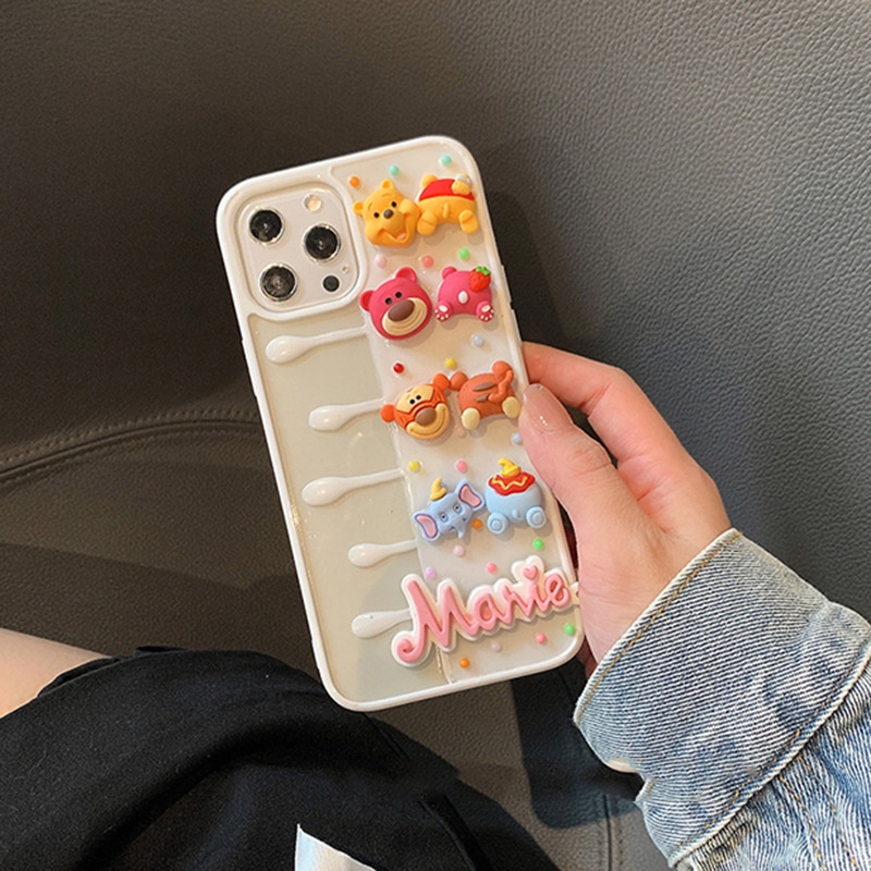 Ốp Điện Thoại Dẻo Họa Tiết Hoạt Hình Ba Chiều Kèm Keo Dính Chống Sốc Cho iphone14 11 12pro max Apple 11 xr 8p 14 Tgo8